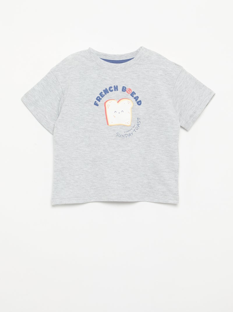 Pijama short + camiseta - 2 piezas Gris - Kiabi