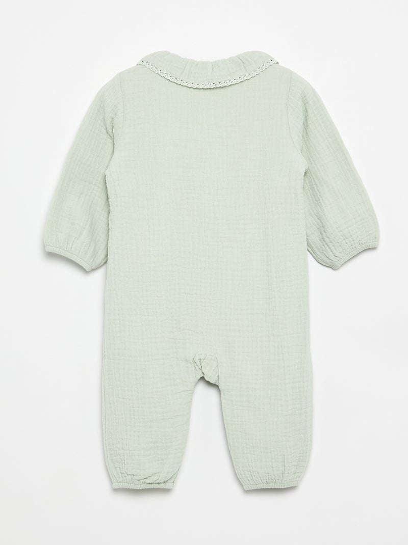 Pijama sin pies con cuello de fantasía Verde - Kiabi