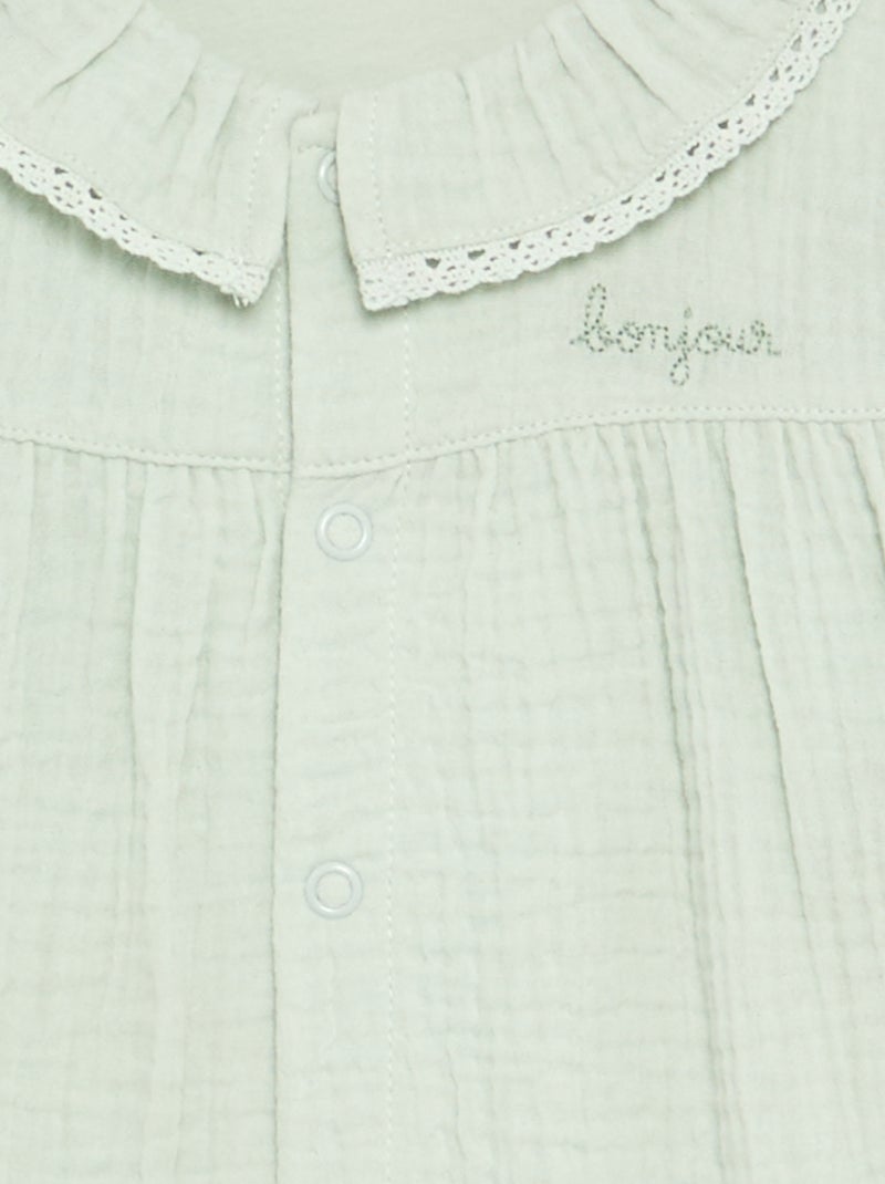 Pijama sin pies con cuello de fantasía Verde - Kiabi