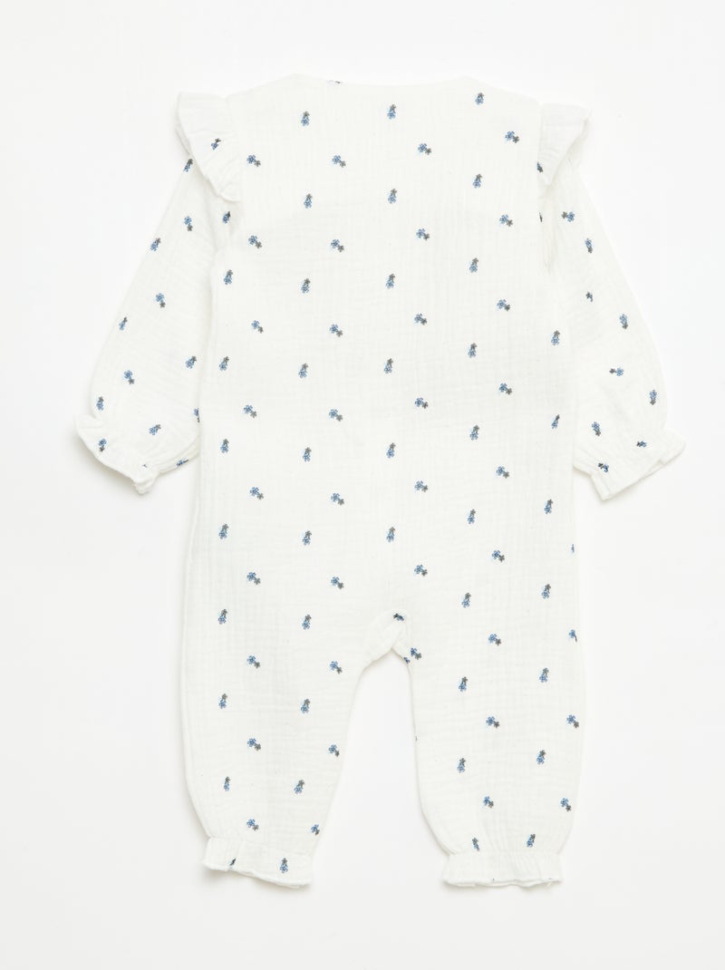 Pijama sin pies de doble gasa de algodón Blanco - Kiabi
