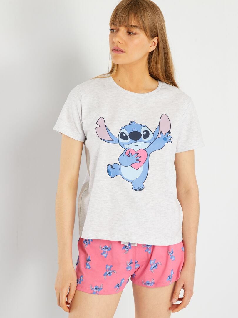 Pijama 'Stitch' - 2 piezas gris/rosa - Kiabi