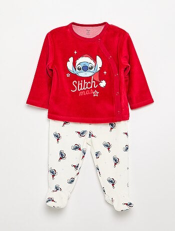 Pijama 'Stitch' de terciopelo con pies - 2 piezas