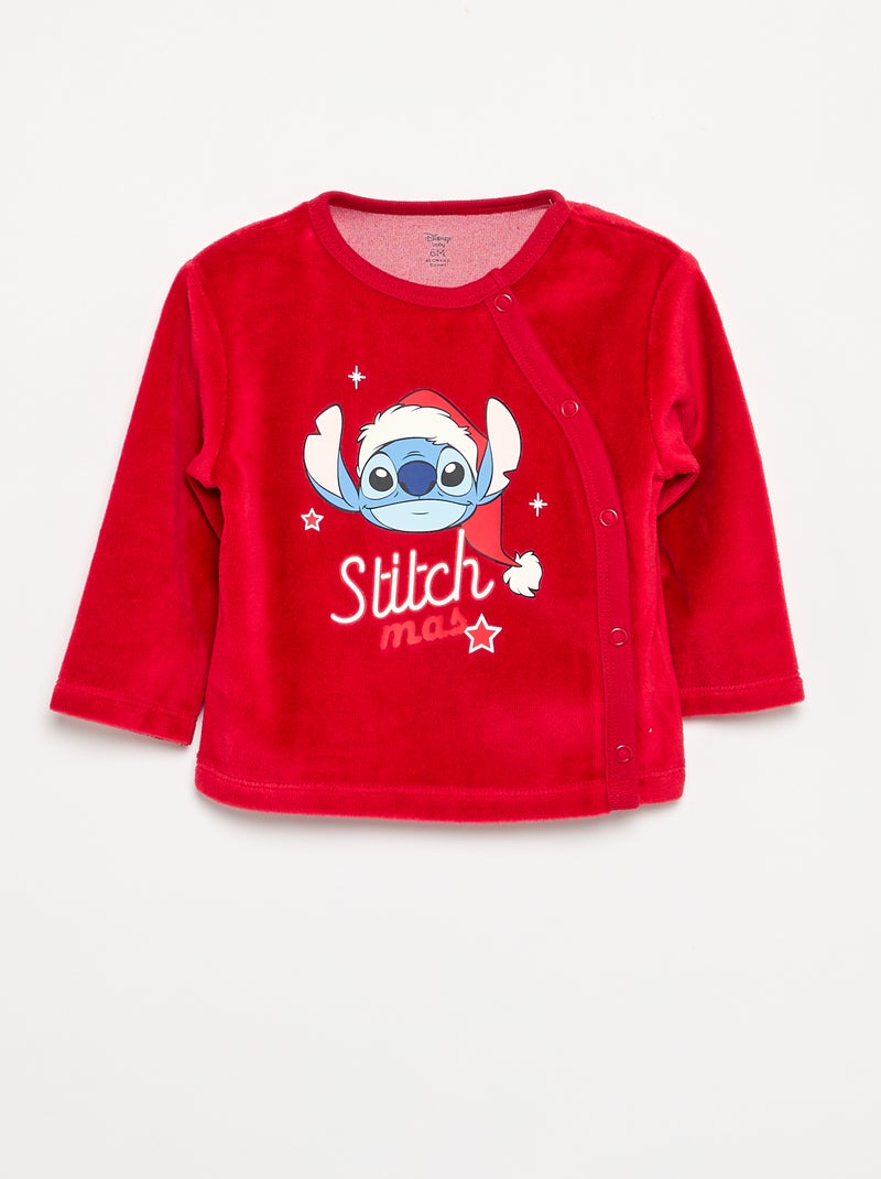 Pijama 'Stitch' de terciopelo con pies - 2 piezas Rojo - Kiabi