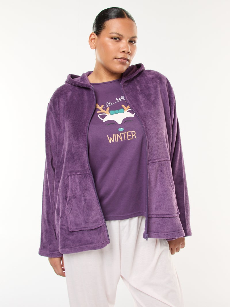 Pijama sudadera polar + pantalón - 2 piezas Purpura - Kiabi