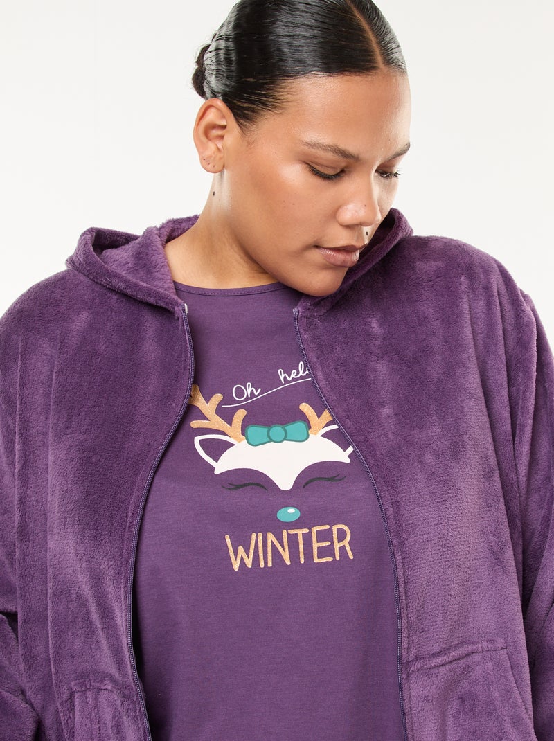 Pijama sudadera polar + pantalón - 2 piezas Purpura - Kiabi