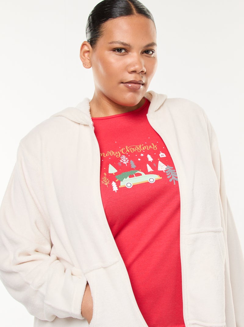 Pijama sudadera polar + pantalón - 2 piezas Rojo - Kiabi