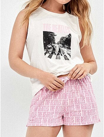 Pijama the beatles corto family time con short 100% algodón