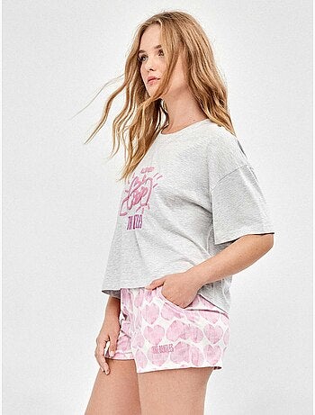 Pijama the beatles manga corta y short 100% algodón
