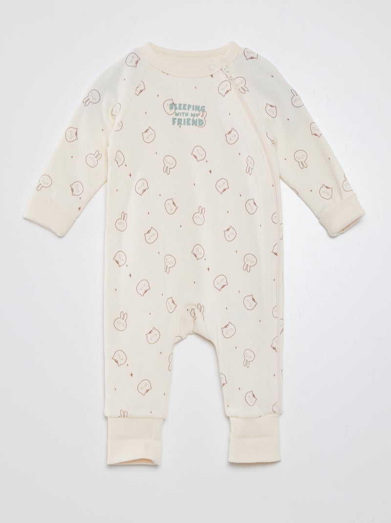 Pijama tipo pelele con estampado de 'animales' BLANCO - Kiabi