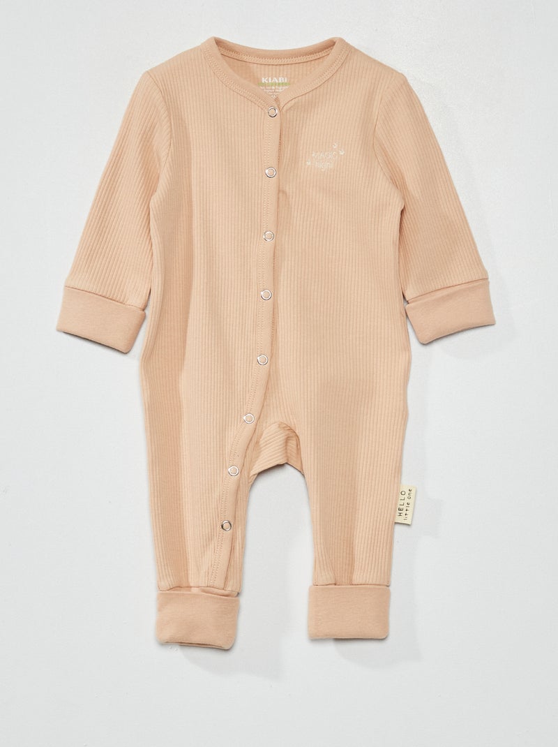 Pijama tipo pelele con vueltas en los tobillos y puños BEIGE - Kiabi