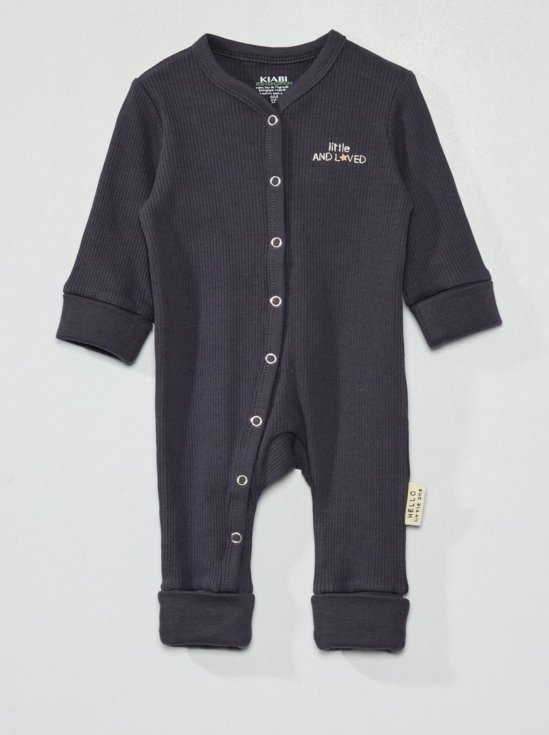 Pijama tipo pelele con vueltas en los tobillos y puños NEGRO - Kiabi