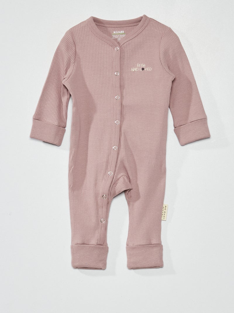 Pijama tipo pelele con vueltas en los tobillos y puños PURPURA - Kiabi