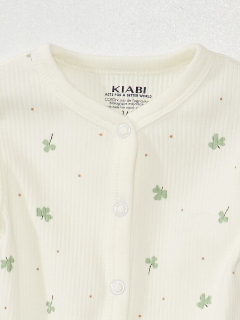 Pijama tipo pelele de canalé - Unisex BLANCO - Kiabi