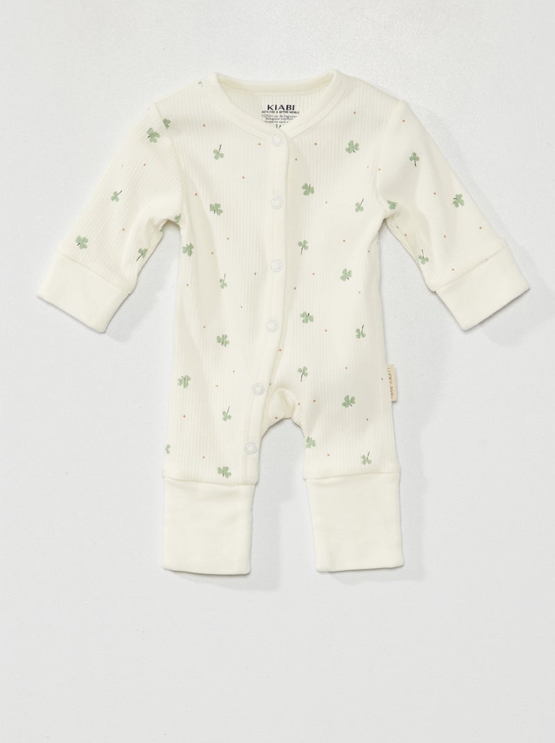 Pijama tipo pelele de canalé - Unisex BLANCO - Kiabi