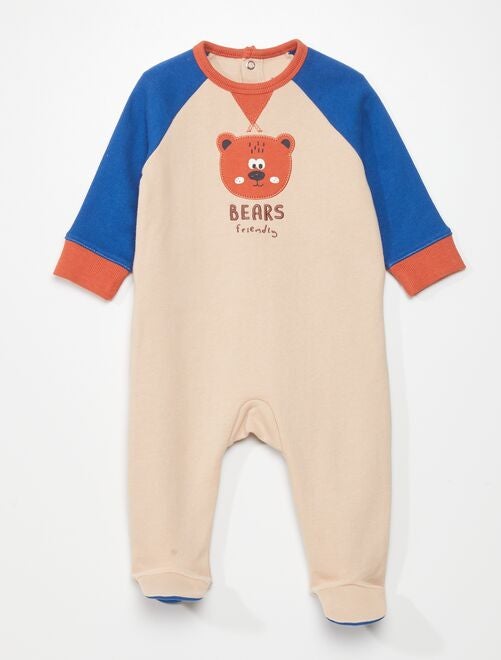 Pijama tricolor estampado de 'oso' - Kiabi