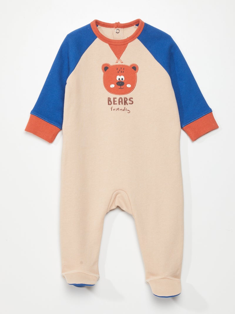 Pijama tricolor estampado de 'oso' BEIGE - Kiabi