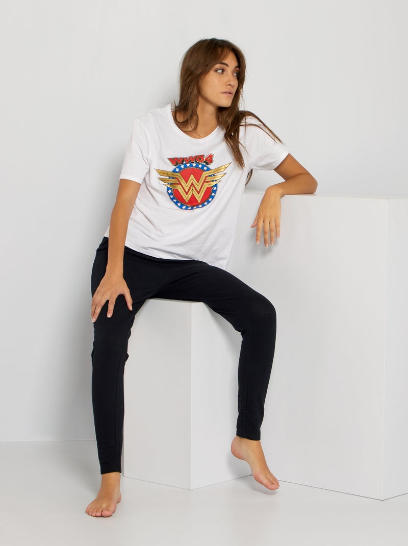 Pijama 'Wonder Woman' blanco/negro - Kiabi