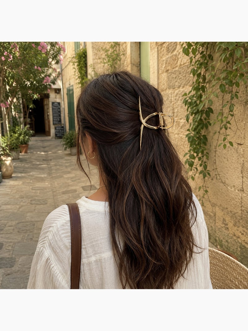 Pinza cangrejo de metal con acabado dorado para el cabello Oro - Kiabi