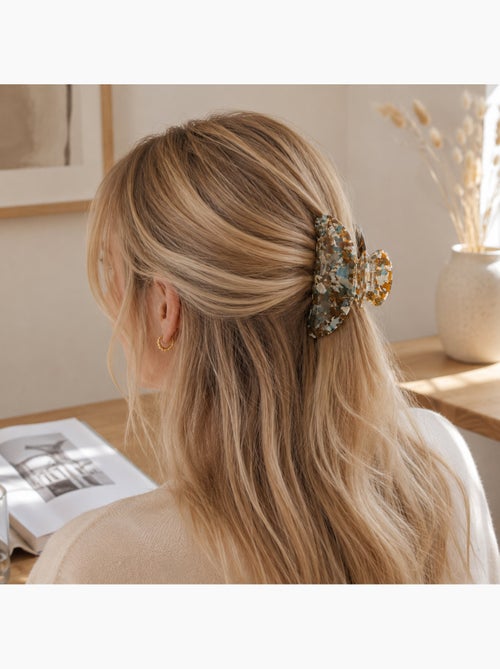 Pinza cangrejo grande efecto carey natural para el cabello - Kiabi