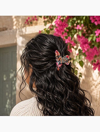 Pinza cangrejo grande efecto nacarado iridiscente para el cabello
