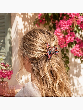 Pinza cangrejo grande efecto nacarado iridiscente para el cabello