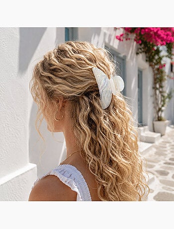 Pinza cangrejo nacarada gran formato para el cabello