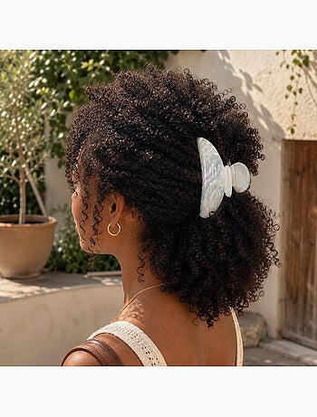 Pinza cangrejo nacarada gran formato para el cabello