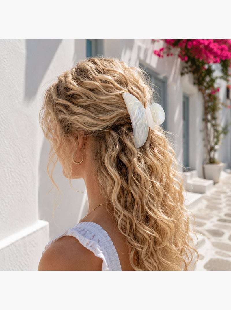 Pinza cangrejo nacarada gran formato para el cabello Blanco nacarado - Kiabi