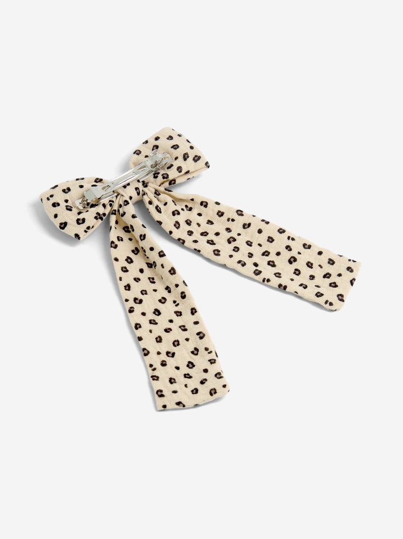 Pinza con lazo grande estampado Beige - Kiabi