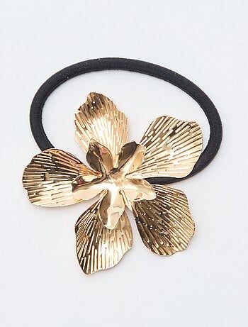 Pinzas de cocodrilo con forma de flor doradas