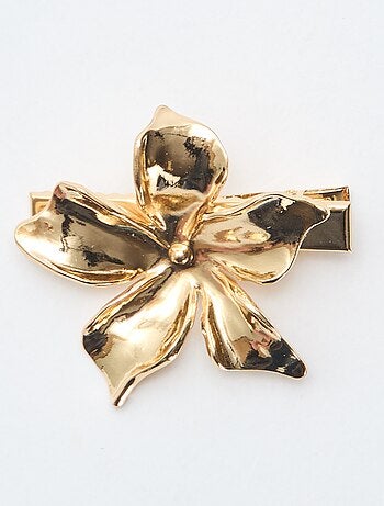 Pinzas de cocodrilo con forma de flor doradas