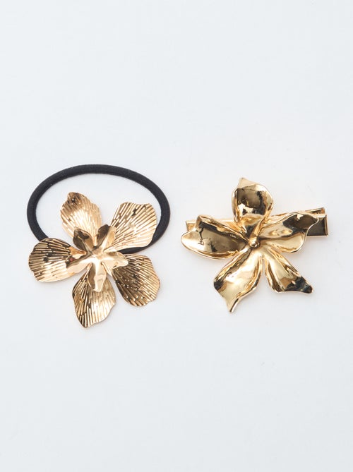 Pinzas de cocodrilo con forma de flor doradas - Kiabi