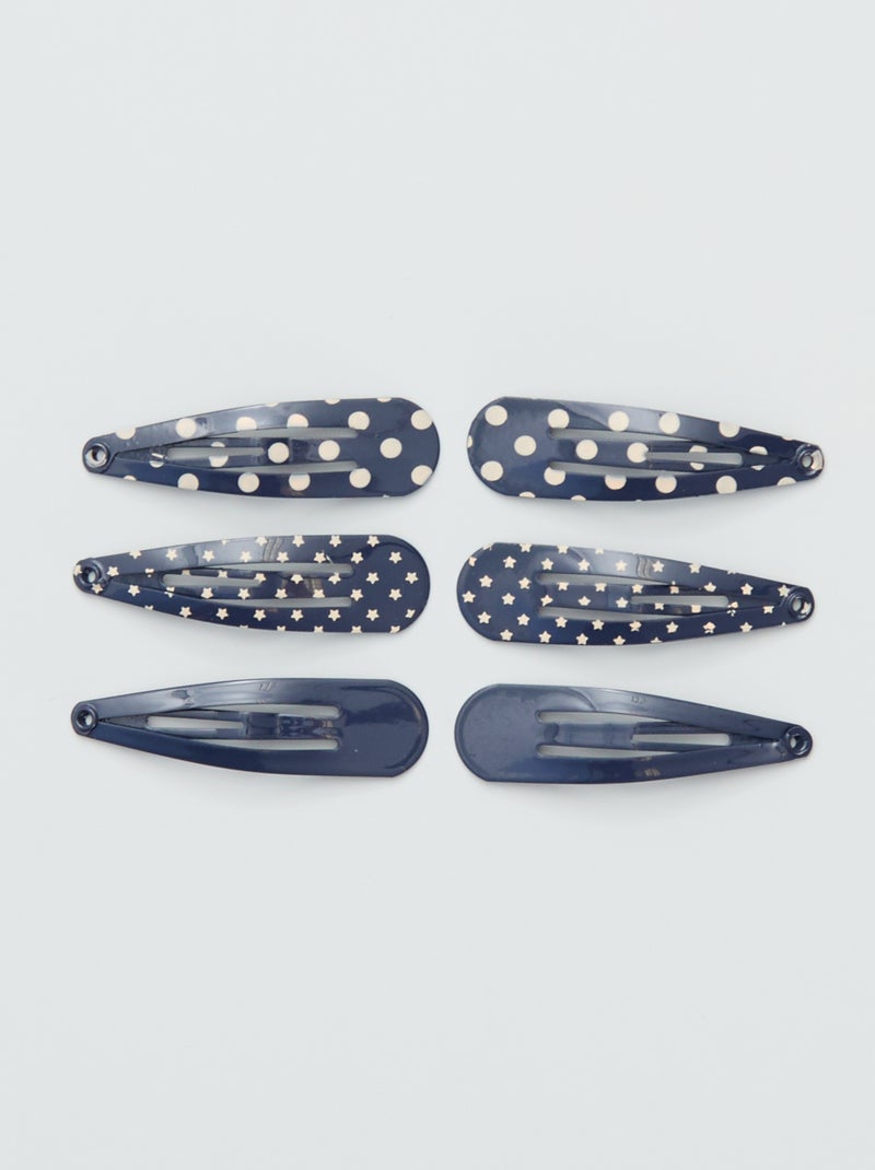 Pinzas de fantasía para el pelo  - Pack de 6 azul navy - Kiabi