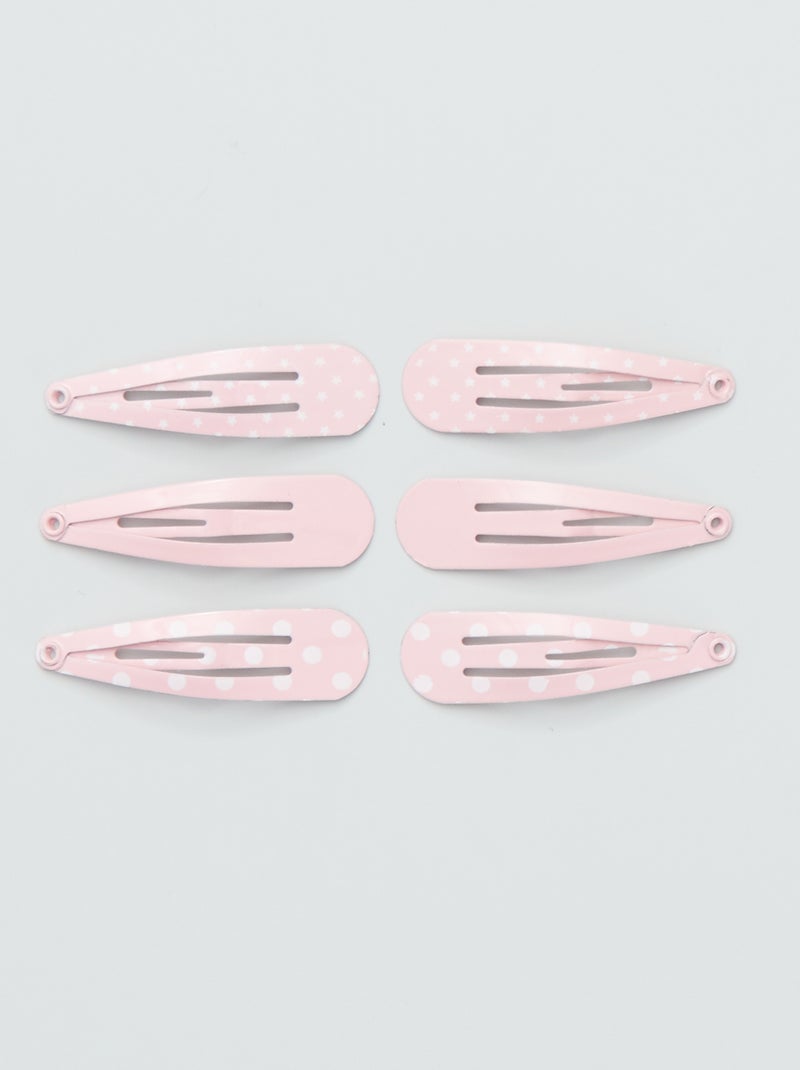 Pinzas de fantasía para el pelo  - Pack de 6 ROSA - Kiabi