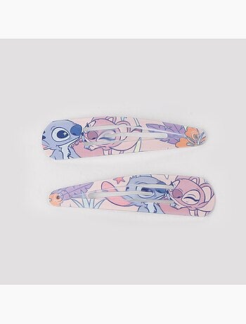 Pinzas para el cabello infantil Stitch & Angel pastel con purpurina: lote de 6