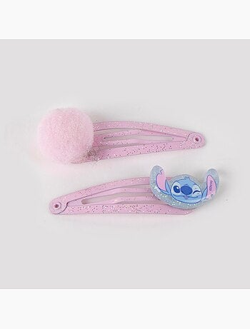 Pinzas para el cabello infantil Stitch & Angel pastel con purpurina: lote de 6