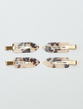 Pinzas planas leopardo - Pack de 4