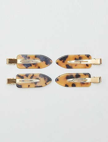 Pinzas planas leopardo - Pack de 4