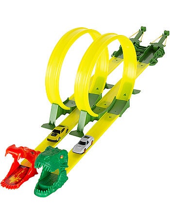 Pista de coches dinosaurio con doble lanzador y dos coches teamsterz