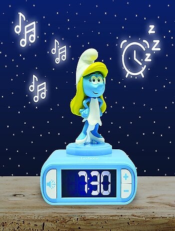 Pitufina Luz nocturna Reloj despertador con sonidos