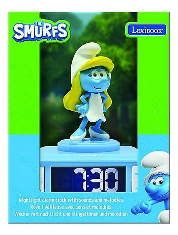 Pitufina Luz nocturna Reloj despertador con sonidos