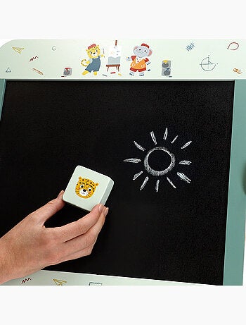 Pizarra doble cara infantil de madera con accesorios WOOMAX
