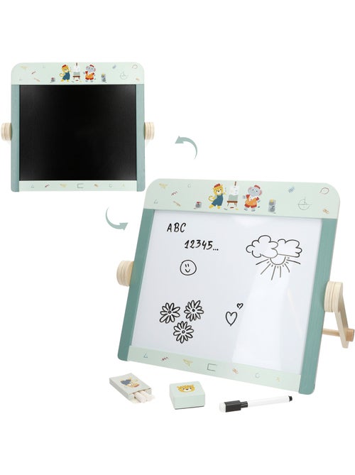 Pizarra doble cara infantil de madera con accesorios WOOMAX - Kiabi