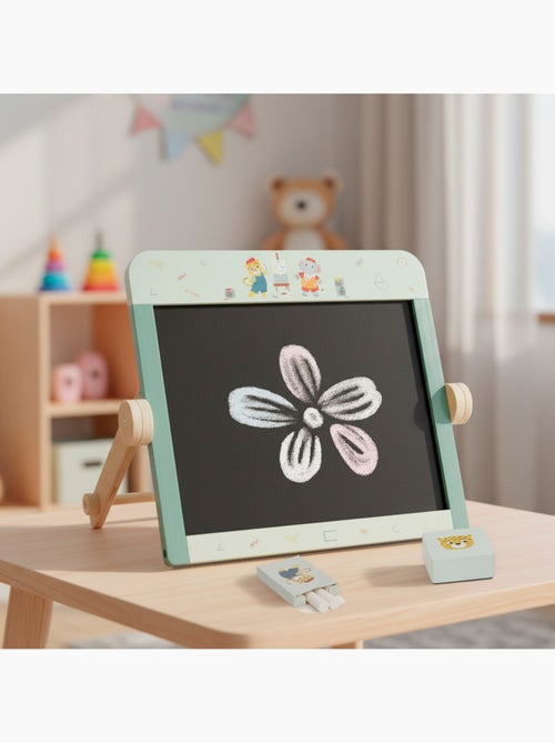 Pizarra doble cara infantil de madera con accesorios WOOMAX - Kiabi