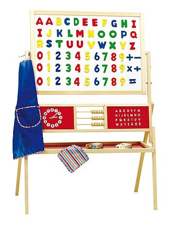 Pizarra giratoria con ábaco para niños - doble cara tiza y magnética + accesorios 'Roba'