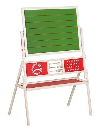 Pizarra giratoria con ábaco para niños - doble cara tiza y magnética + accesorios 'Roba'