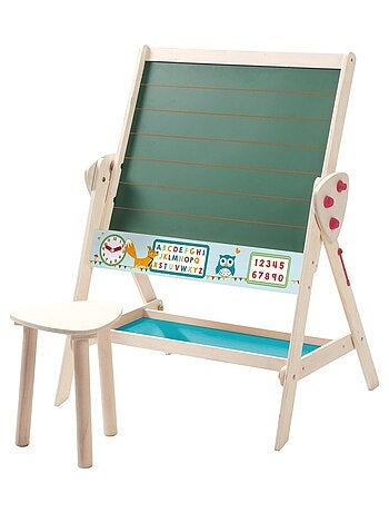 Pizarra giratoria doble cara para niños con taburete 'Roba Fuchs und Eule'