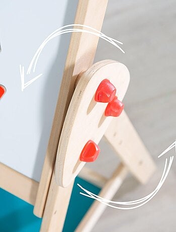 Pizarra giratoria doble cara para niños con taburete 'Roba Fuchs und Eule'