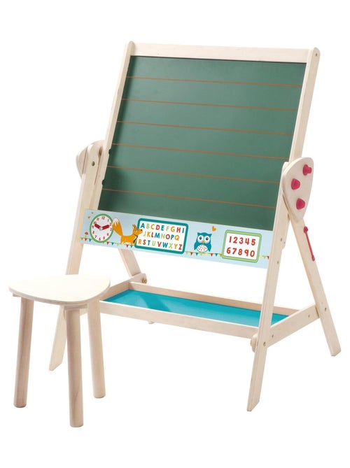 Pizarra giratoria doble cara para niños con taburete 'Roba Fuchs und Eule' - Kiabi