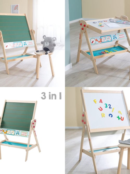 Pizarra giratoria doble cara para niños con taburete 'Roba Fuchs und Eule' - Kiabi